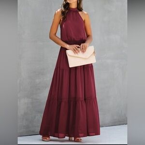 Lost + Wander Tiered Halter Style Midi Dress
